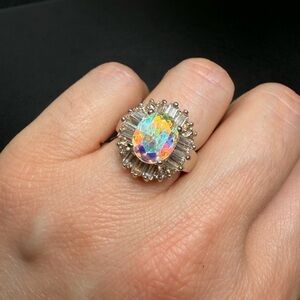 Vintage Iridescent Opal/Mystic Topaz Cocktail Ring